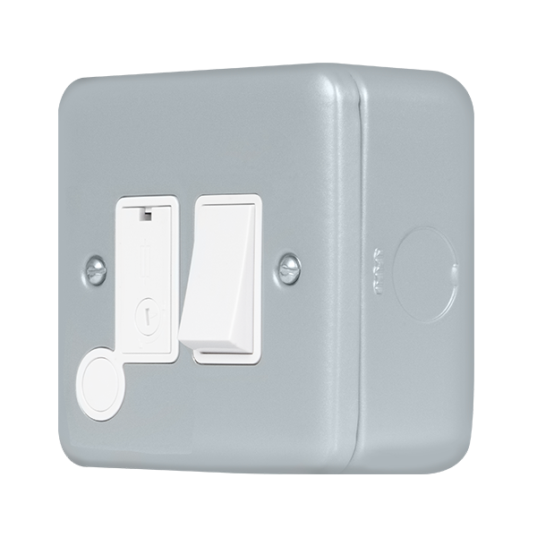 Metal Industrial Wall 13A Fused Spur with Flex Outlet Metal Clad Pro 13A Switched Fused Connection With Flex Outlet With Optional Flex Outlet MCP051