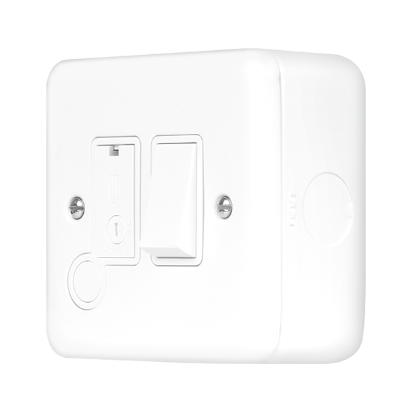 Polar White Industrial Wall 13A Fused Spur with Flex Outlet Metal Clad Pro 13A Switched Fused Connection With Flex Outlet With Optional Flex Outlet MCP051PW