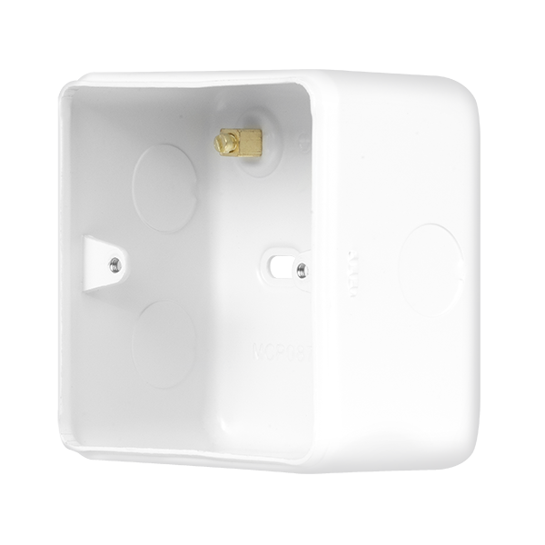 Polar White Industrial Wall  Metal Clad Pro 1 Gang 50Mm Deep Surface Mounting Box MCP087PW