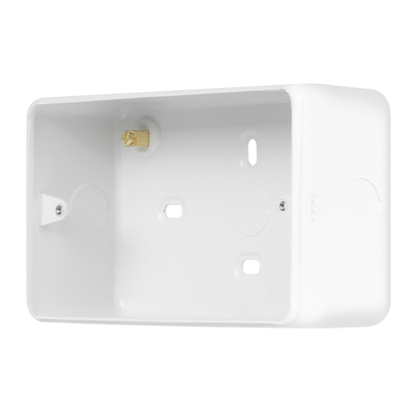 Polar White Industrial Wall  Metal Clad Pro 2 Gang 50Mm Deep Surface Mounting Box MCP088PW