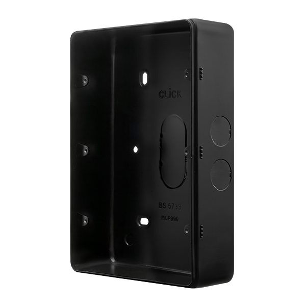 Black Industrial Wall  Metal Clad Pro 2 Gang 50Mm Deep 3 Tier Surface Mounting Box MCP090BK