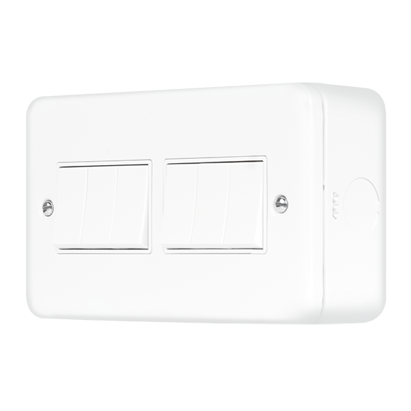 Polar White Industrial Wall  Metal Clad Pro 10AX 6 Gang 2 Way Switch MCP105PW