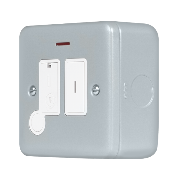 Metal Industrial Wall  Metal Clad Pro 13A Key Switched Fused Connection With Flex Outlet With Optional Flex Outlet & Led MCP1252