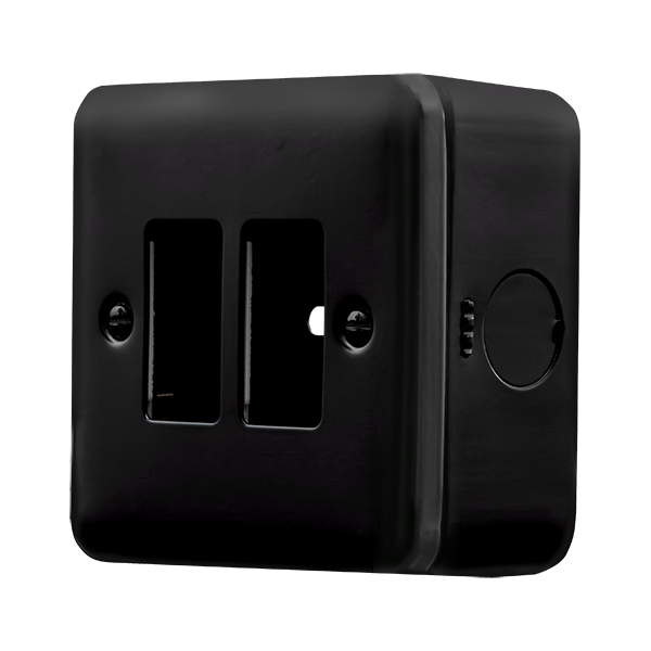 Black Industrial Wall  Metal Clad Pro 2 Gang Gridpro Front Plate MCP20402BK