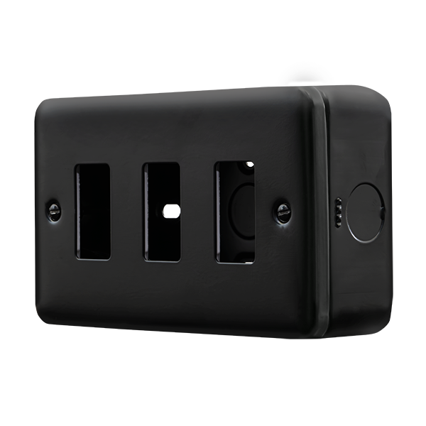 Black Industrial Wall  Metal Clad Pro 3 Gang Gridpro Front Plate MCP20403BK