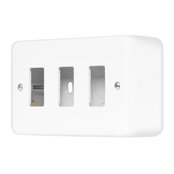 Polar White Industrial Wall  Metal Clad Pro 3 Gang Gridpro Front Plate MCP20403PW