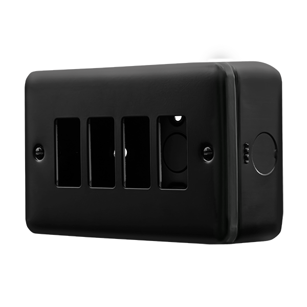 Black Industrial Wall  Metal Clad Pro 4 Gang Gridpro Front Plate MCP20404BK