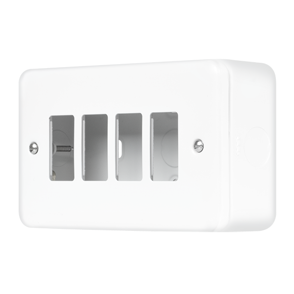 Polar White Industrial Wall  Metal Clad Pro 4 Gang Gridpro Front Plate MCP20404PW