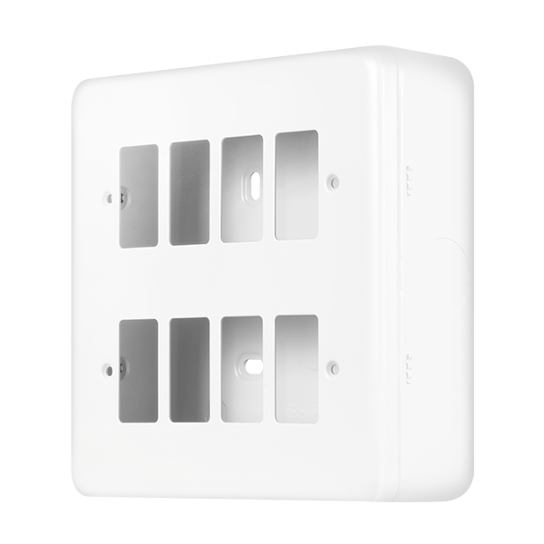 Polar White Industrial Wall  Metal Clad Pro 8 Gang Gridpro Front Plate MCP20508PW