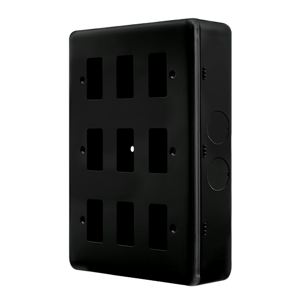 Black Industrial Wall  Metal Clad Pro 9 Gang Gridpro Front Plate MCP20509BK
