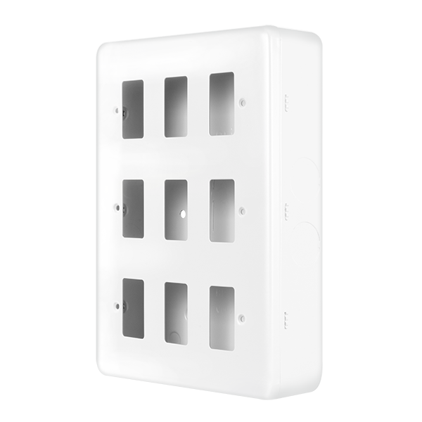 Polar White Industrial Wall  Metal Clad Pro 9 Gang Gridpro Front Plate MCP20509PW