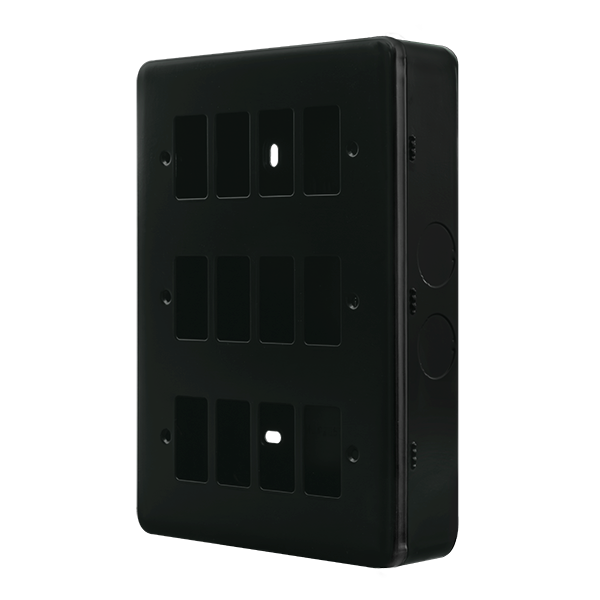 Black Industrial Wall  Metal Clad Pro 12 Gang Gridpro Front Plate MCP20512BK