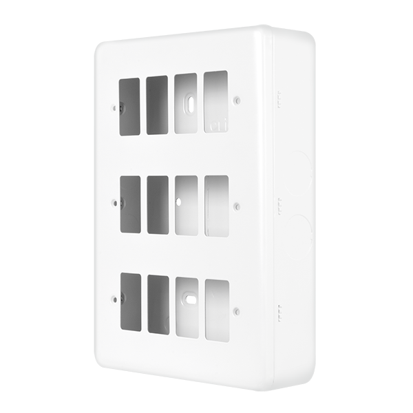 Polar White Industrial Wall  Metal Clad Pro 12 Gang Gridpro Front Plate MCP20512PW