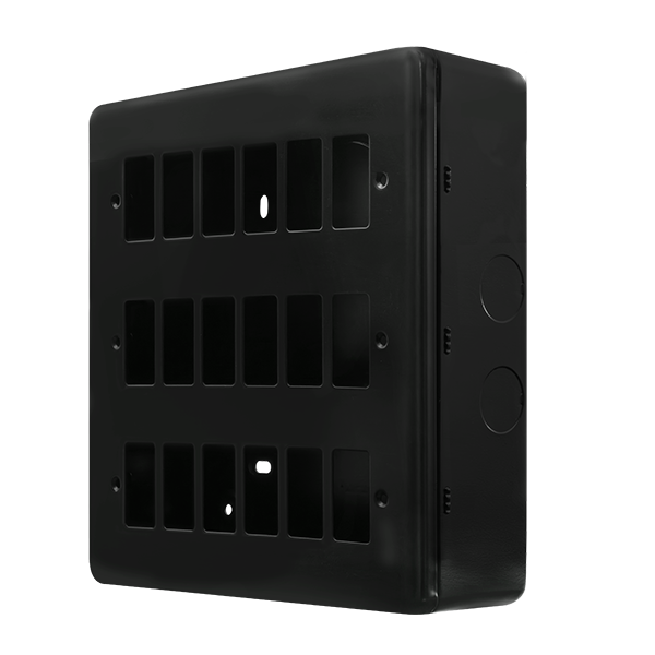 Black Industrial Wall  Metal Clad Pro 24 Gang Gridpro Front Plate MCP20524BK