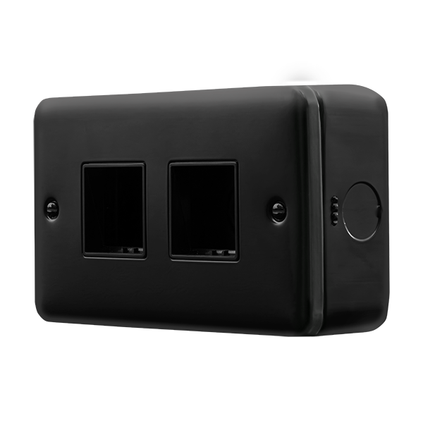 Black Industrial Wall  Metal Clad Pro 2 Gang Minigrid Plate - 2+2 Aperture MCP404BK