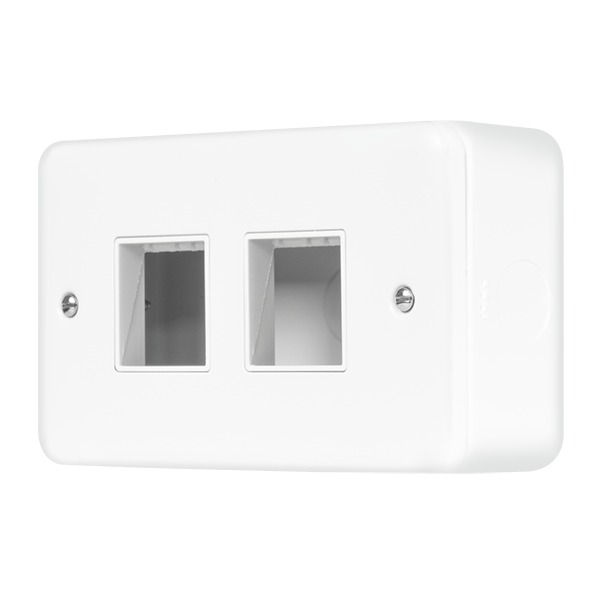 Polar White Industrial Wall  Metal Clad Pro 2 Gang Minigrid Plate - 2+2 Aperture MCP404PW