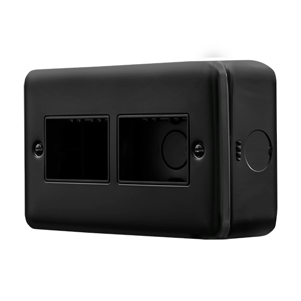Black Industrial Wall  Metal Clad Pro 2 Gang Minigrid Plate - 3+3 Aperture MCP406BK