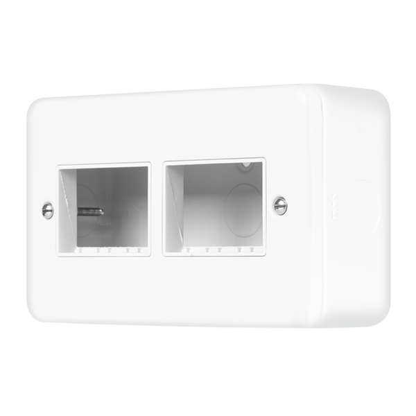 Polar White Industrial Wall  Metal Clad Pro 2 Gang Minigrid Plate - 3+3 Aperture MCP406PW