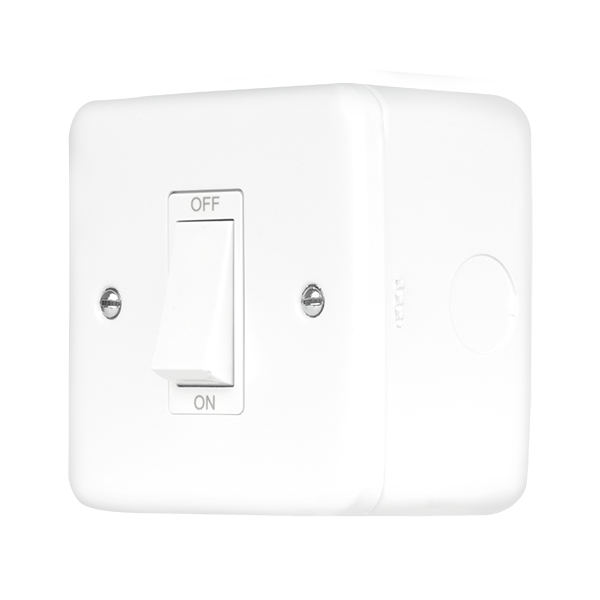 Polar White Industrial Wall  Metal Clad Pro 50A 1 Gang Double Pole Plate Switch With White Rocker MCP500PW