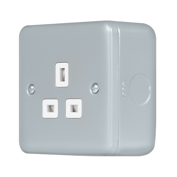 Metal Industrial Wall  Metal Clad Pro 13A 1 Gang Safety Shutter Unswitched Socket Outlet MCP530