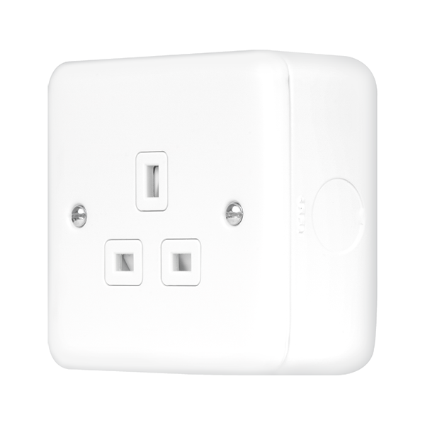 Polar White Industrial Wall  Metal Clad Pro 13A 1 Gang Safety Shutter Unswitched Socket Outlet MCP530PW