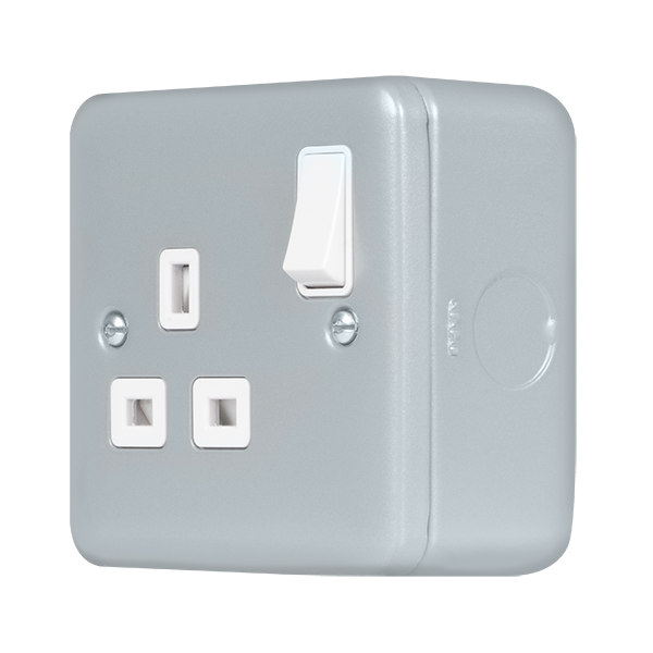 Metal Industrial Wall  Metal Clad Pro 13A 1 Gang Double Pole Safety Shutter Switched Socket Outlet MCP535