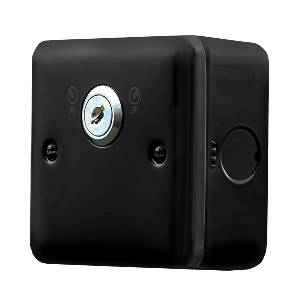 Black Industrial Wall  Metal Clad Pro 20A Double Pole 1 Gang Key Lockable Switch MCP660BK