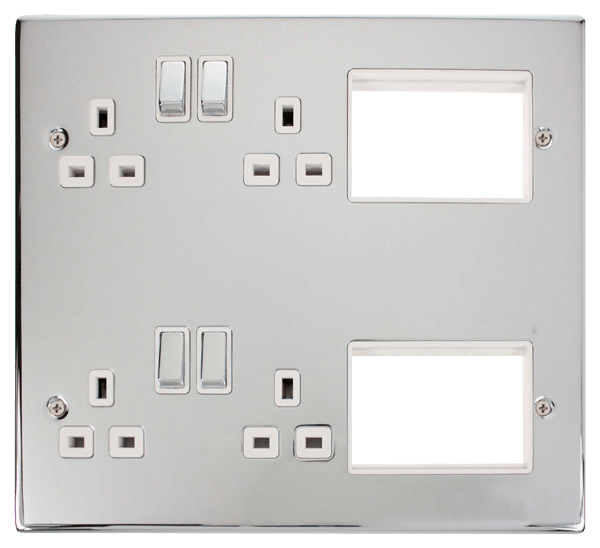 Click New Media Large New MediaÒ Part Furnished Front Plate - 4 x 13A DP Switched Sockets & 2 x 3 Apertures MP606CHWH