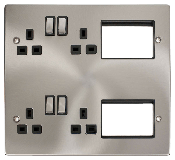 Click New Media 4 x 13A DP Switched Sockets, (2x3) New Media Module Apertures MP606SCBK