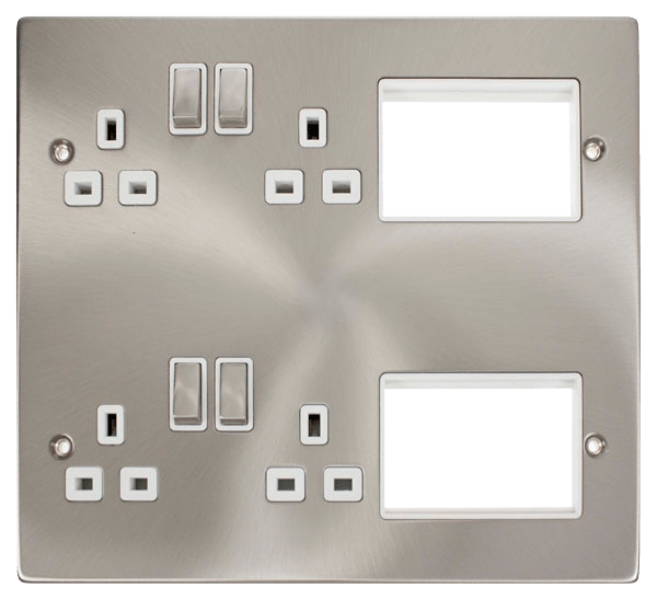 Click New Media 4 x 13A DP Switched Sockets, (2x3) New Media Module Apertures MP606SCWH