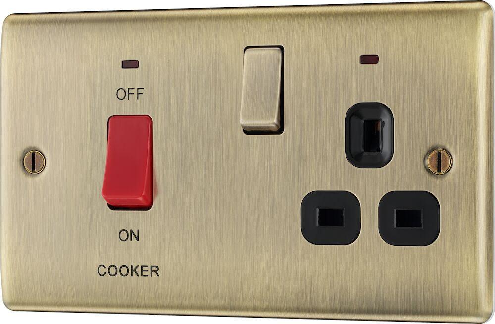 Nexus Metal 45A Cooker Control Unit with Switched 13A Power Socket, includes Power Indicators