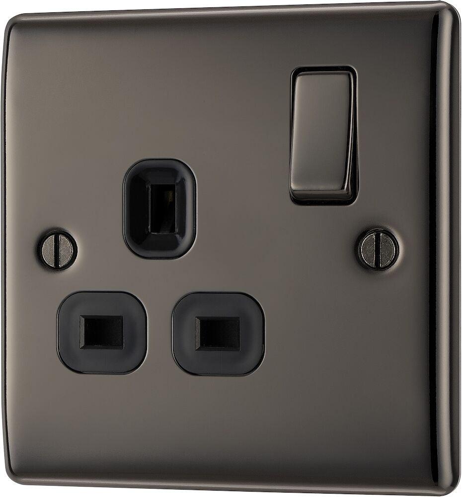 Nexus Metal Single Switched 13A Power Socket - Prisma Lighting