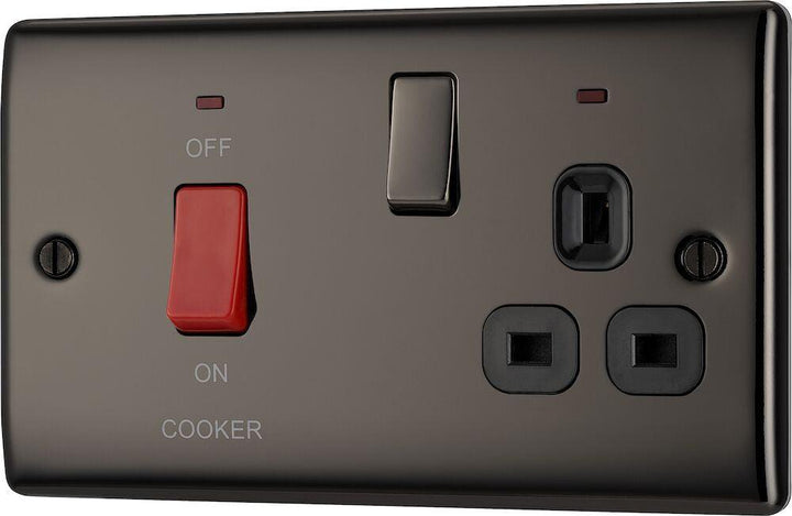 Nexus Metal 45A Cooker Control Unit with Switched 13A Power Socket, includes Power Indicators - Prisma Lighting