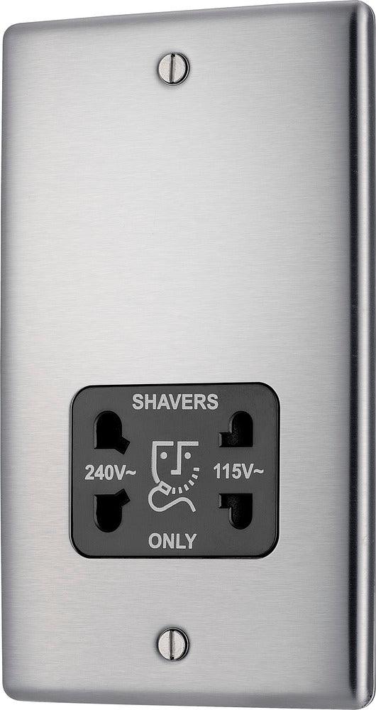 BG Nexus Metal Dual Voltage Shaver Socket Brushed Steel NBS20B-01
