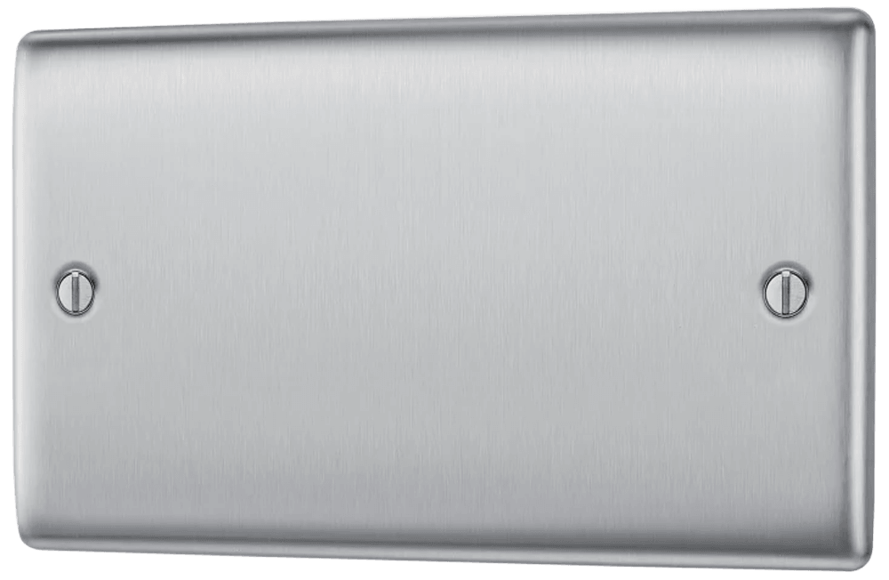 BG Nexus Metal Double Blank Plate Brushed Steel NBS95-01