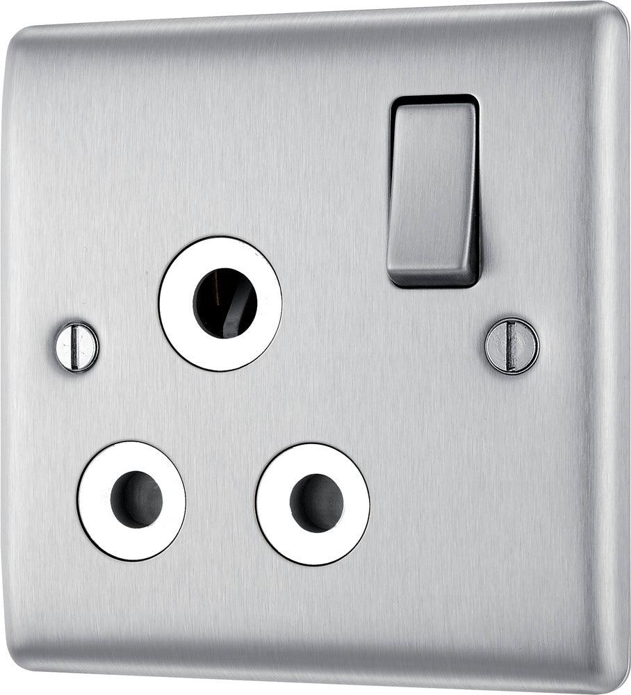 Nexus Metal 15A Single Round Pin Switched Socket - Various Finishes