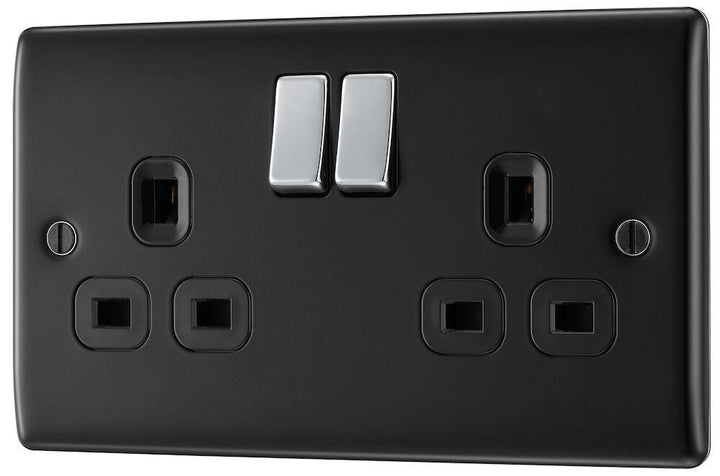 Nexus Metal Double Switched 13A Power Socket - Prisma Lighting