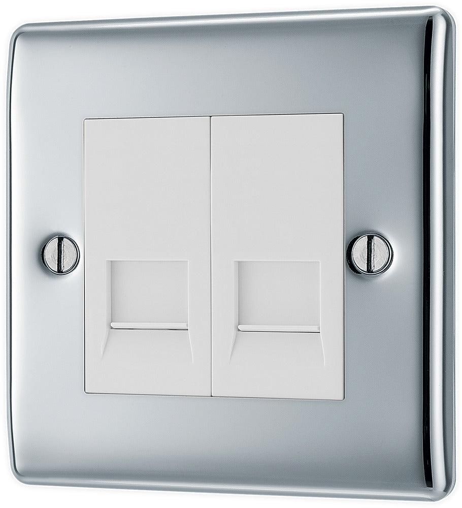 Nexus Metal Double RJ11 Telephone Socket - Prisma Lighting