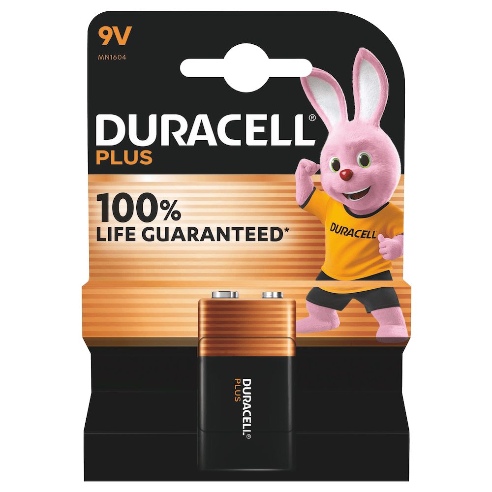 Duracell Plus 9V 6LR61/MN1604 alkaline battery Ð single 9 volt battery pack
