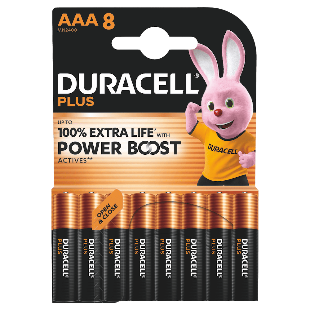 Duracell AAA LR03/MN2400 Plus Power alkaline batteries with Power Boost technology Ð 8 pack