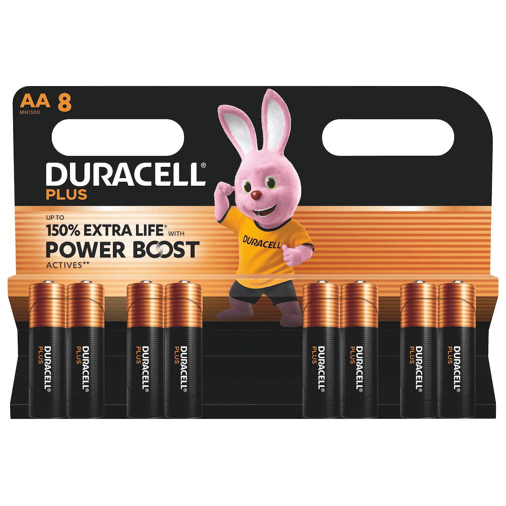Duracell AA MN1500 Plus Power alkaline batteries with Power Boost technology Ð 8 pack