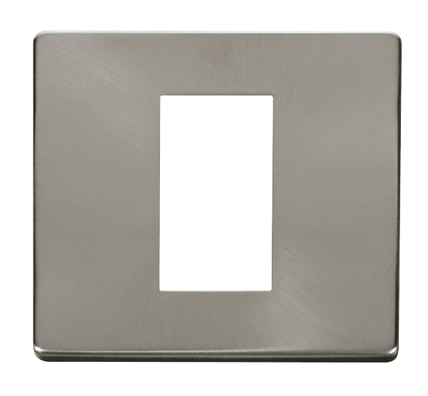 Click New Media 1 Gang Plate Single Media Module Cover Plate - Brushed Stainless SCP310BS