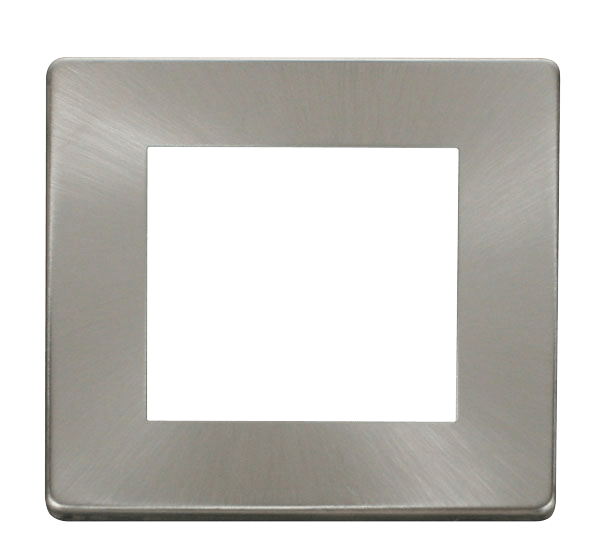 Click New Media 1 Gang Plate Twin Media Module Cover Plate - Brushed Stainless SCP311BS