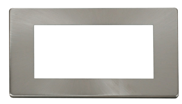 Click New Media 2 Gang Plate Quad Media Module Cover Plate - Brushed Stainless SCP312BS