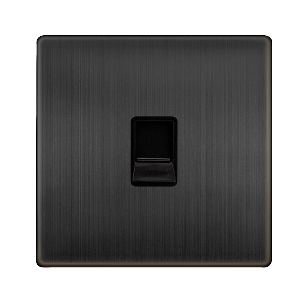 Definity Single Telephone Master Outlet - Matt Bronze Cover Plate - Black Insert SFBZ120BK | Prisma Lighting