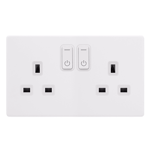 Click Smart+ Definity 13A Double Gang RF Smart Socket in Pearl White