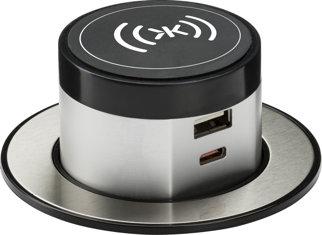 Knightsbridge Wireless Desktop Charger with Pop-Up Dual USB A+C  [18W FASTCHARGE]