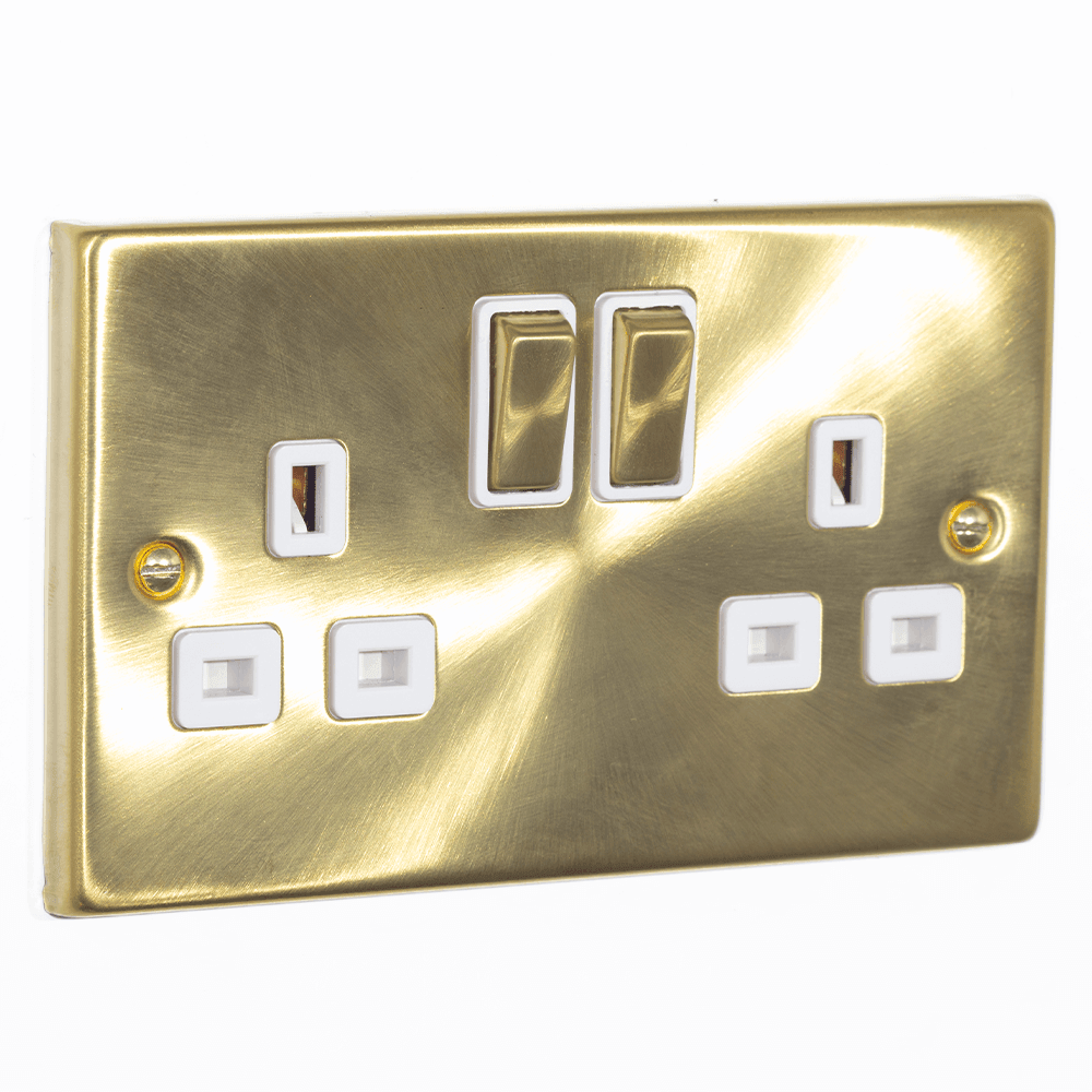 Click Deco 13A Double Switched Socket Stainless Steel White VPSS536WH