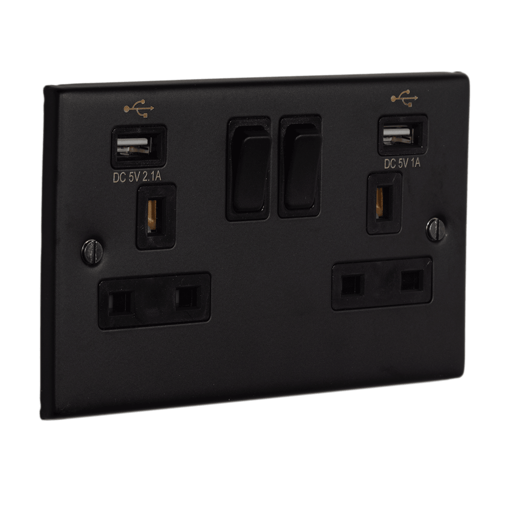 Selectric Double Switched 13a USB Socket 2xUSB-A(2.1A)