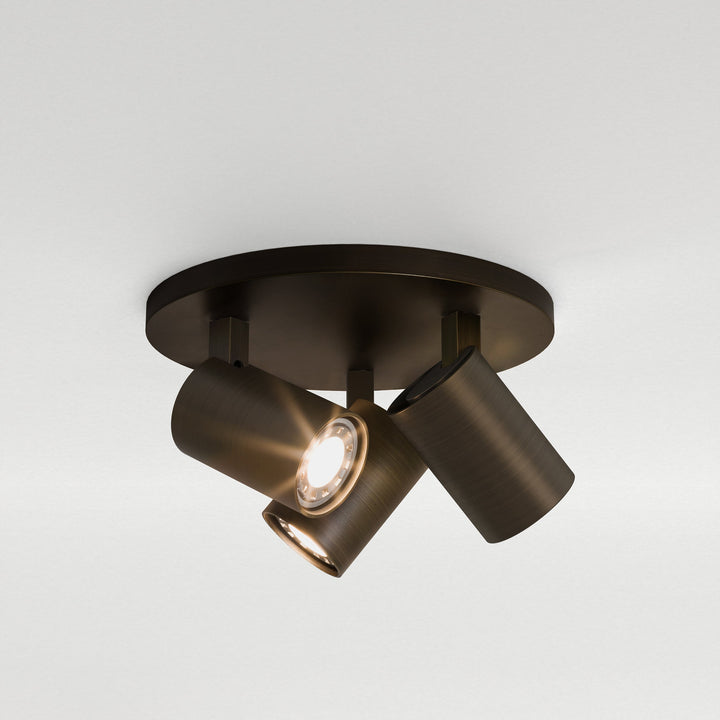 Astro Ascoli Triple Round Spotlight in Matt Black, Matt Nickel, Textured White, and Bronze – Adjustable Ceiling Fixture